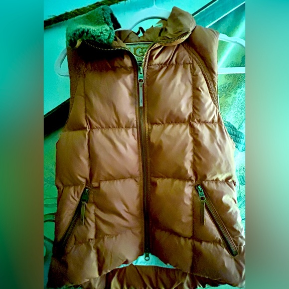 Ugg Puffer Down Vest Shearling Removable Collar zipper Pockets SZ Small EUC - Picture 5 of 13